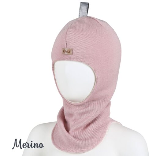 Balaclava i merino/silkeull - Rosa