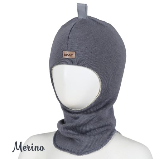 Balaclava i merino/silkeull - Skiffergrå