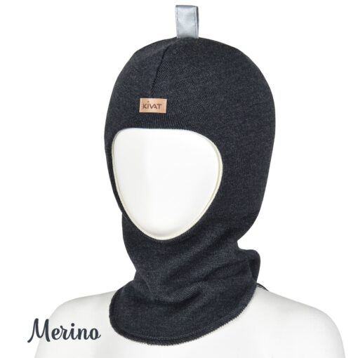 Balaclava i merino/silkeull - Mörkgrå