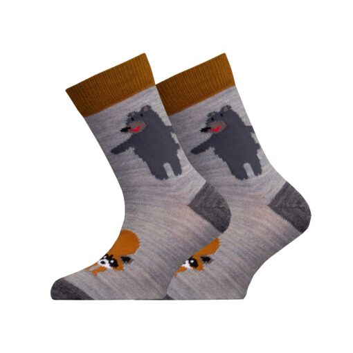 Merinoullsstrumpor - Tvättbjörn / Grå